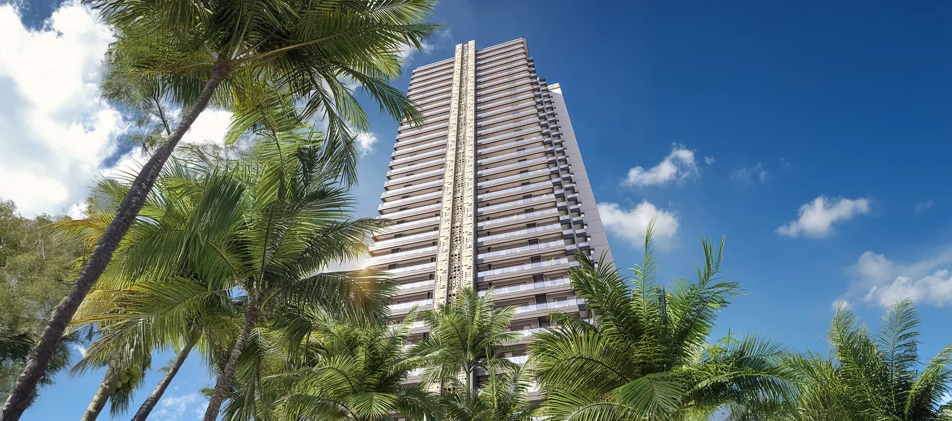 Godrej Alira, Sector 39, Gurgaon: Godrej Alira 33-storey tower framed by palms (artist's impression)