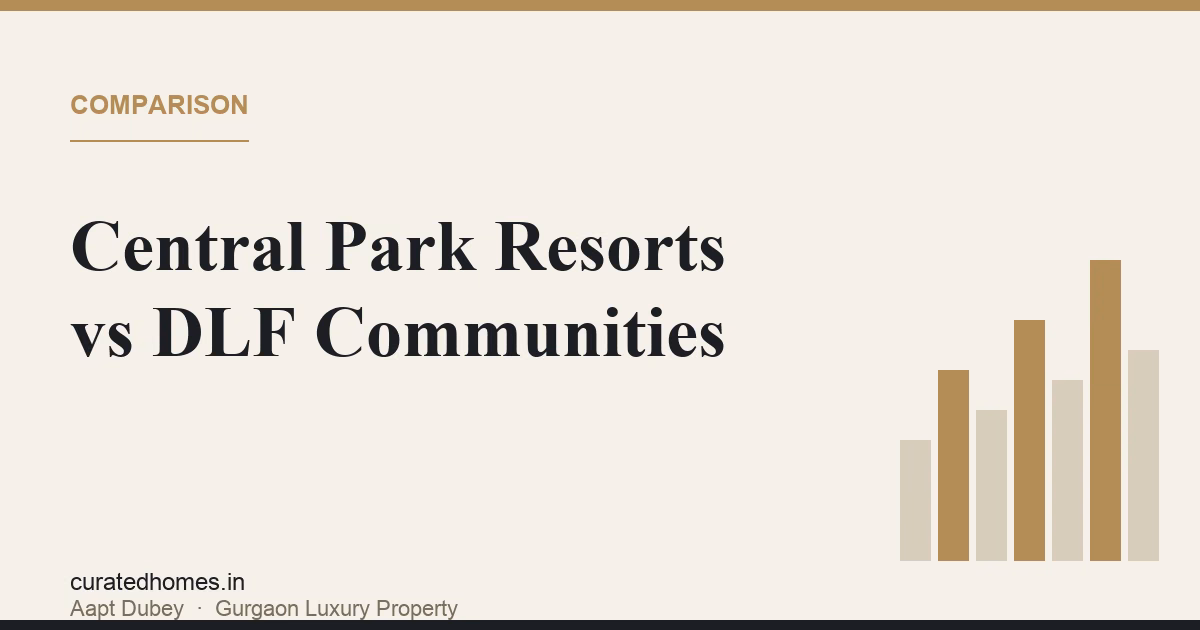 Central Park Resorts vs DLF Communities: Which to Choose. comparison, Curated Homes Gurgaon luxury real estate blog