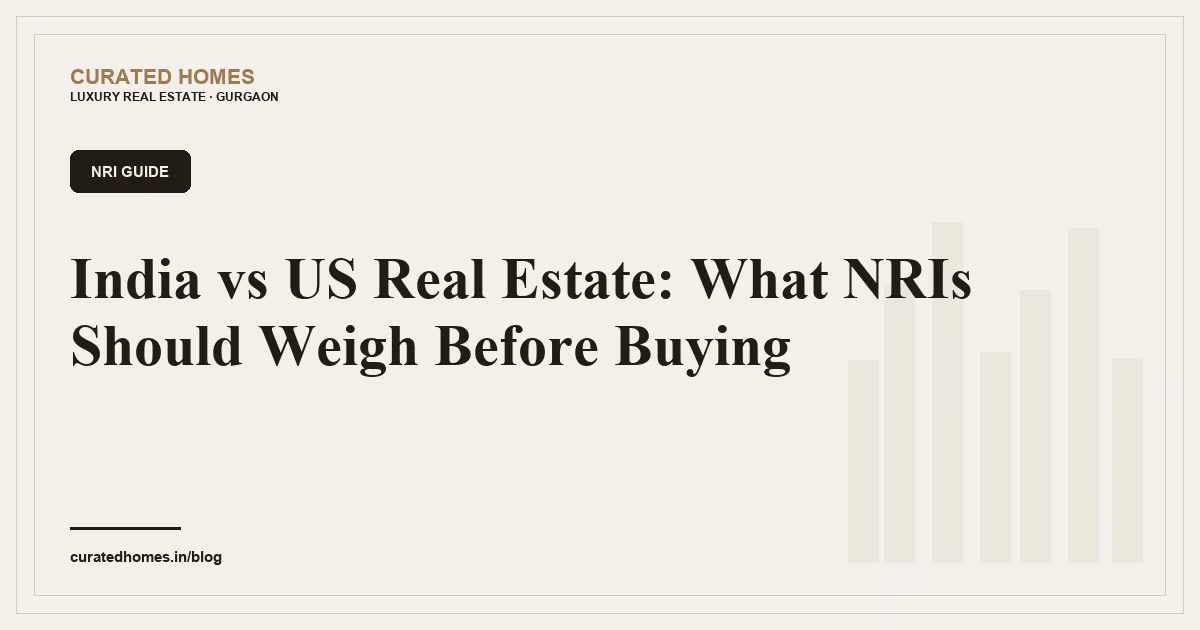 India vs US Real Estate: What NRIs Should Weigh Before Buying. nri guide, Curated Homes Gurgaon luxury real estate blog
