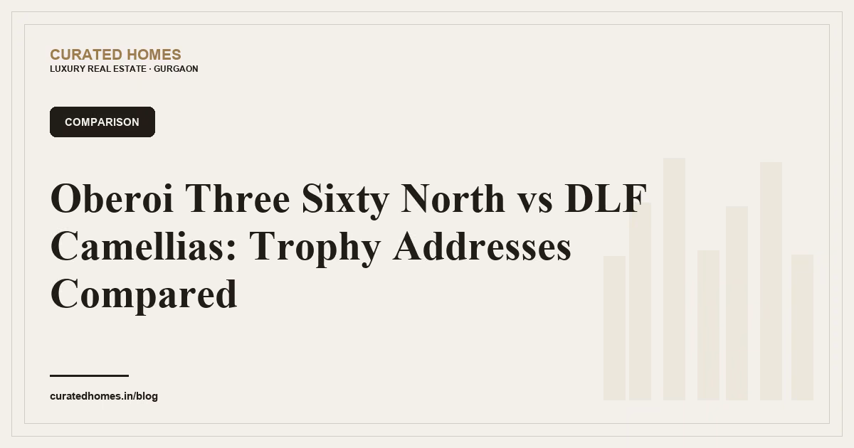 Oberoi Three Sixty North vs DLF Camellias: Trophy Addresses Compared. comparison, Curated Homes Gurgaon luxury real estate blog