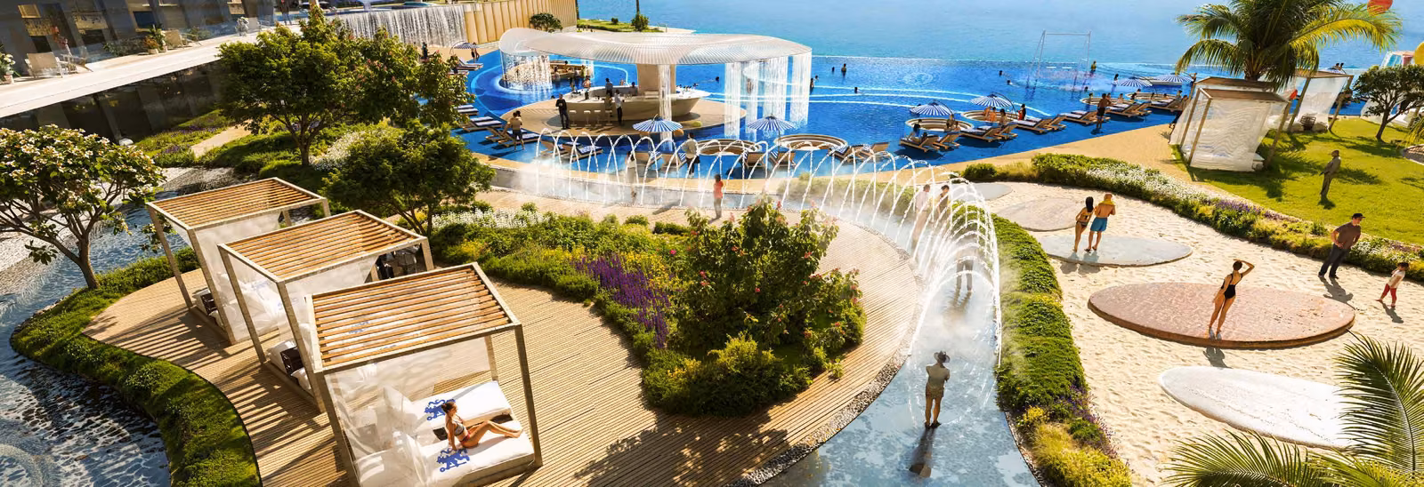 Landscaped pool and pitch area within the Chelsea Residences podium