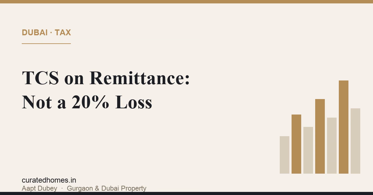 TCS on Foreign Remittance for Dubai Property: Why It Is Not a 20% Loss. dubai guide, Curated Homes Gurgaon luxury real estate blog